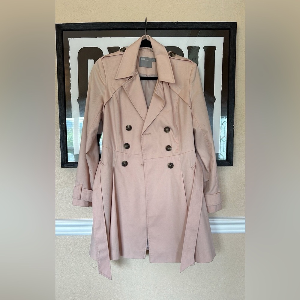 Blush Trench Coat with Tie Waist